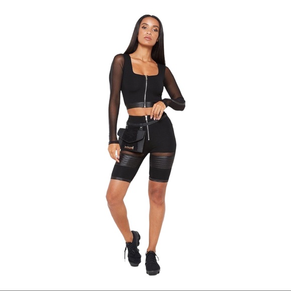 Maniére De Voir Pants - Maniére De Voir Black Cycling Mesh Shorts